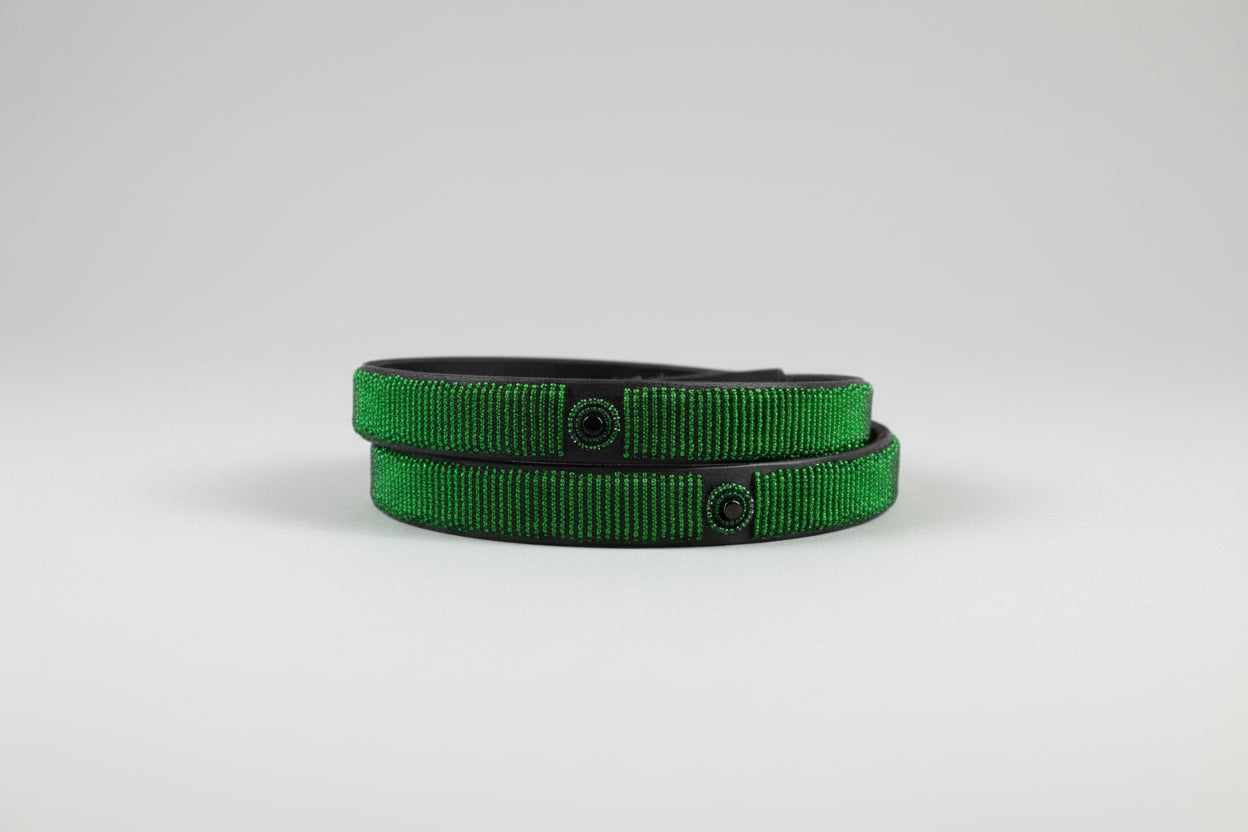 Solid w disc glass green belt