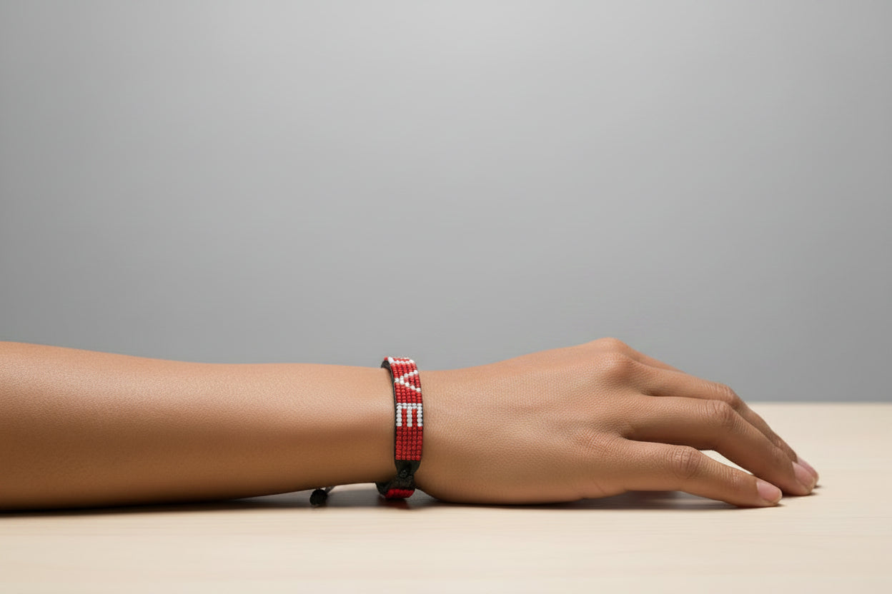 Love Beaded Bracelet - Red & White