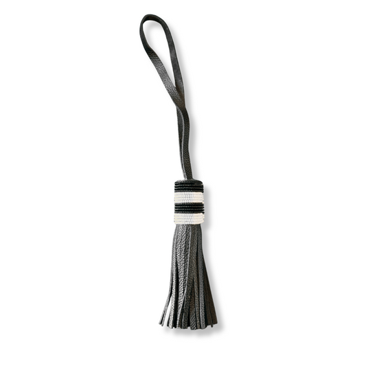 Leather Beaded Tassel with Leather Loop