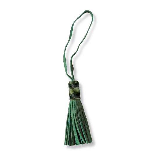 Leather Beaded Tassel with Leather Loop