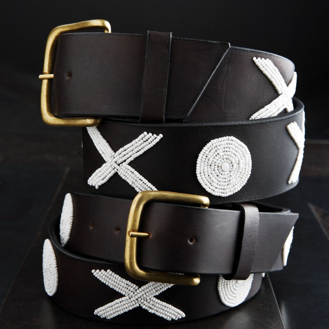 XO Belts - White Beading - 4cm Width