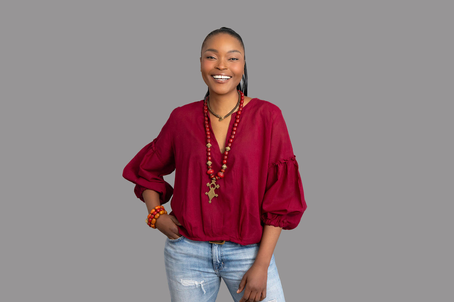 Kenyan Gypsy shirt - burgundy 