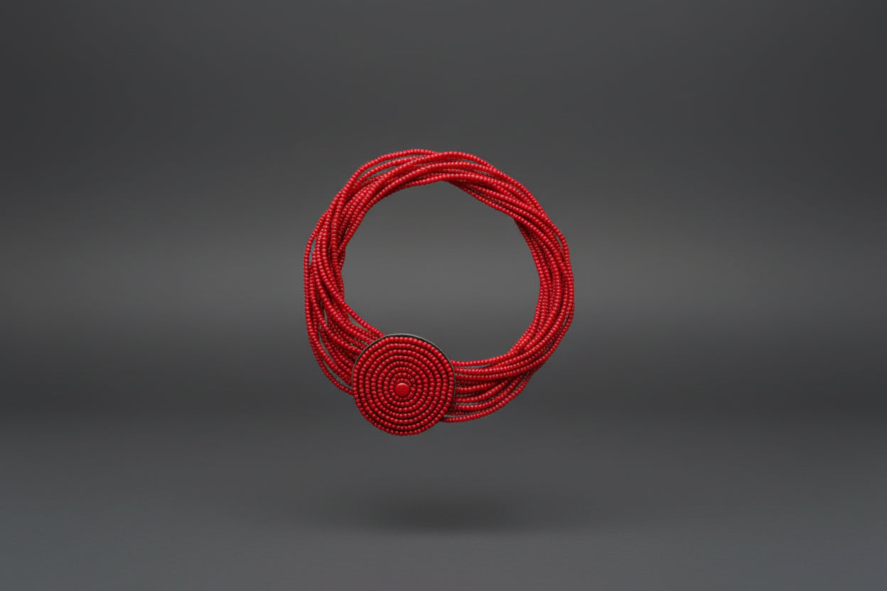 Round Maasai Cuff - Red 