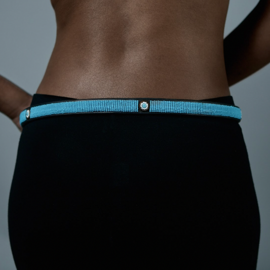 Beaded Leather Belt - Solid Colour