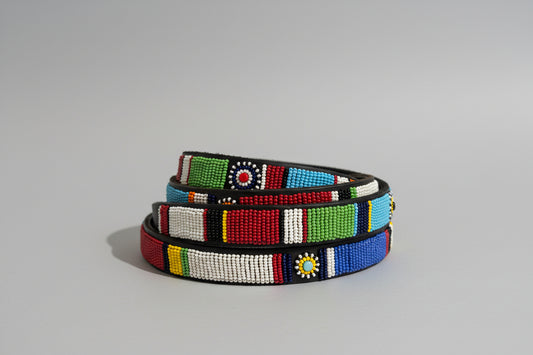 Thin leather - Maasai stripe w discs 
