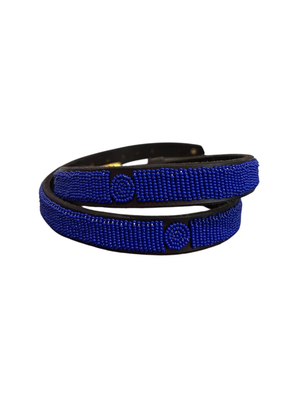 Leather Belt - Maasai With Discs Solid - 2cm Width