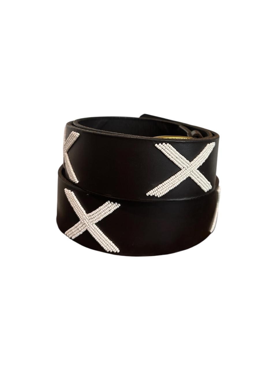 Belt - X 5cm Width - White Beading