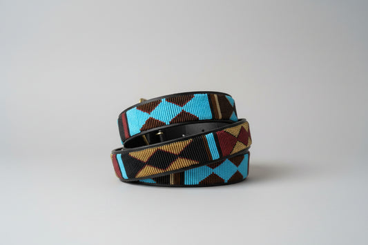 Leather Belt - Ngong Turquoise 4cm Width