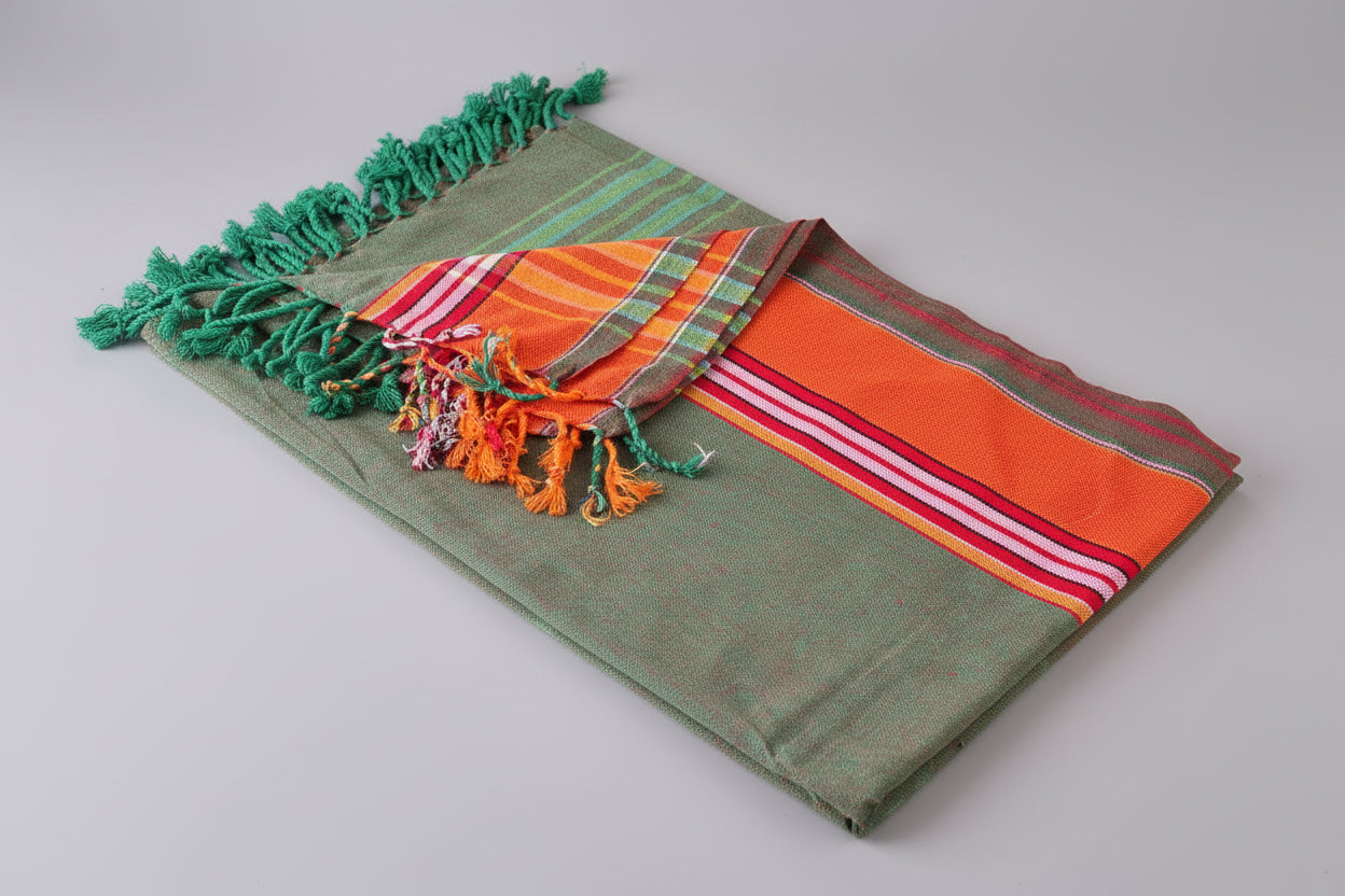 Kikoy Towel - Green & Orange