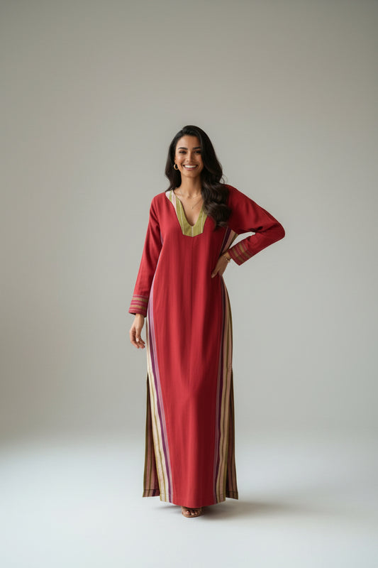 Soft Kikoy Kaftan - Burgundy