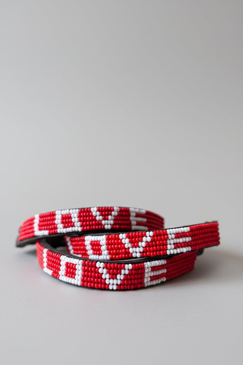 Love Beaded Bracelet - Red & White