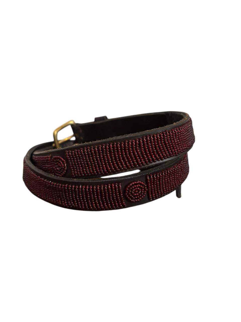 Leather Belt - Maasai With Discs Solid - 2cm Width